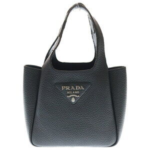 PRADA Vitello Dino Handbag Black Leather